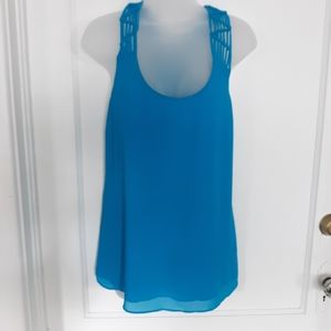 NAKED ZEBRA Sheer Tank Top Blue Size Medium